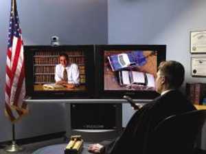 Click for large view of a Polycom VSX 7000e 2 monitor installation example.